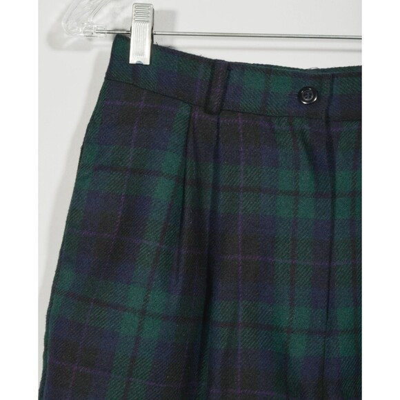 Vintage Sag Harbor Wool Blend Blackwatch Plaid Pleated Bermuda Shorts Sz 10 - Picture 2 of 4